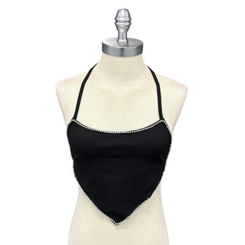 As Is SUPERDOWN Xiomara Crop Top in Black Size Small Triangle‎